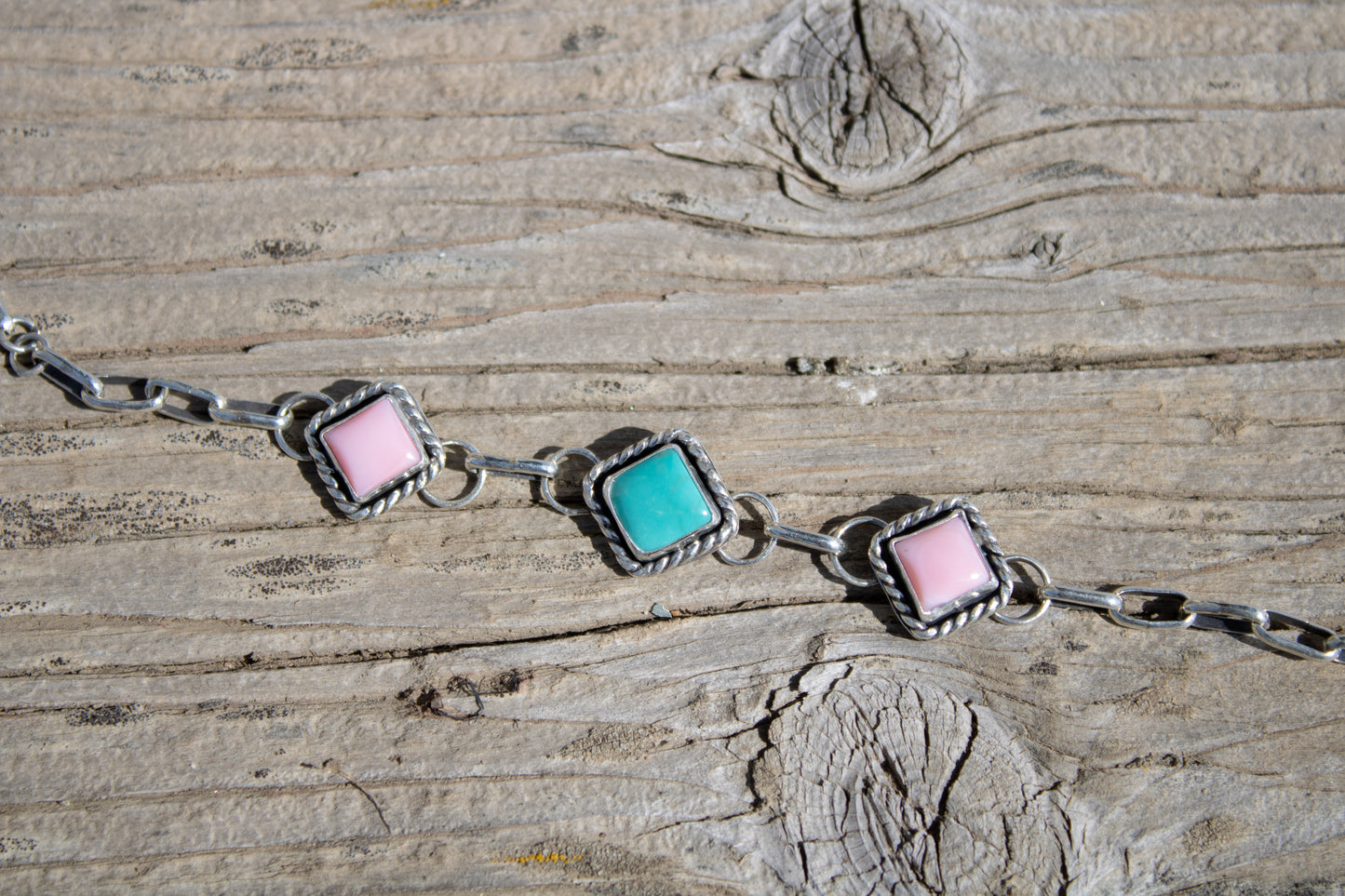 Blue Skies & Blush Link Bracelet
