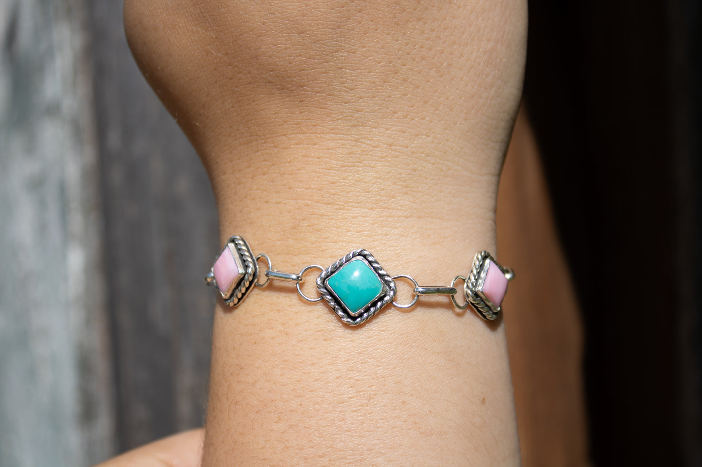 Blue Skies & Blush Link Bracelet