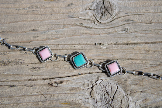 Blue Skies & Blush Link Bracelet